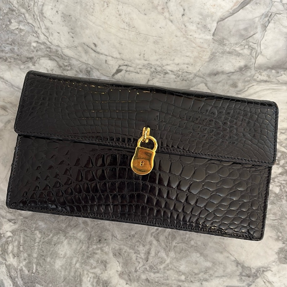 Vintage Roberta di Camerino crocodile bag with gold lock clasp